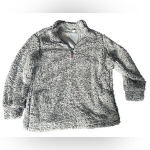 Women's Gray Sherpa Turtleneck Sweater - Cozy crew zip jacket